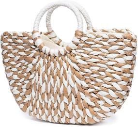 img 4 attached to 🌴 JOSEKO Summer Beach Bag for Women - Straw Paper Handbag with Large Capacity - Top Handle Travel Tote Purse