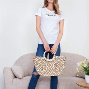 img 3 attached to 🌴 JOSEKO Summer Beach Bag for Women - Straw Paper Handbag with Large Capacity - Top Handle Travel Tote Purse