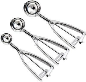 img 4 attached to JUNADAEL J Cookie Scoop Set: 3PCS Stainless Steel Scoops for Baking, Portioning & Ice Cream with Trigger Release - 1Tbsp/2Tbsp/3Tbsp