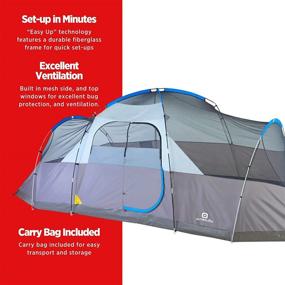 img 2 attached to 🏕️ Outbound Dome Tent: Carry Bag, Rainfly | Ideal for Camping, Backpacking, Beach | 8 & 12 Person | Blue