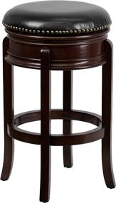 img 3 attached to 🪑 Flash Furniture 29'' Backless Cappuccino Wood Barstool with Carved Apron, Black LeatherSoft Swivel Seat