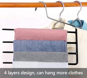 img 3 attached to Multi-Layer Stainless Steel Pants Hanger for Closet - Space Saver Trouser Rack Organizer for Jeans, Ties, Scarves, Towels, and Clothes (3 Pack)