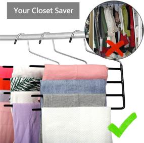 img 1 attached to Multi-Layer Stainless Steel Pants Hanger for Closet - Space Saver Trouser Rack Organizer for Jeans, Ties, Scarves, Towels, and Clothes (3 Pack)