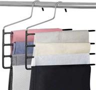 multi-layer stainless steel pants hanger for closet - space saver trouser rack organizer for jeans, ties, scarves, towels, and clothes (3 pack) логотип