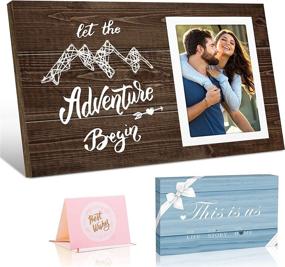 img 4 attached to 🌍 Let The Adventure Begin with Picture Frame Wedding Gifts for Couples - Perfect Engagement Gifts for Women, Men, and Couples, Holding 4x6 Photo