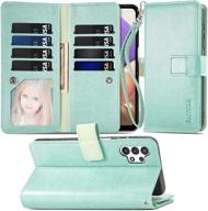 📱 fanuba galaxy a32 5g wallet phone case - shockproof flip folio cover in green logo