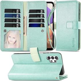 img 4 attached to 📱 FANUBA Galaxy A32 5G Wallet Phone Case - Shockproof Flip Folio Cover in Green