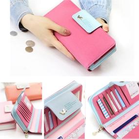 img 1 attached to Wallet-NEWANIMA Women Lady Multi-Card Two Fold Long Zipper Clutch Purse Handbag With Keychain (Rose)