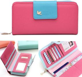 img 2 attached to Wallet-NEWANIMA Women Lady Multi-Card Two Fold Long Zipper Clutch Purse Handbag With Keychain (Rose)