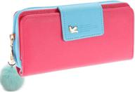 wallet-newanima women lady multi-card two fold long zipper clutch purse handbag with keychain (rose) logo