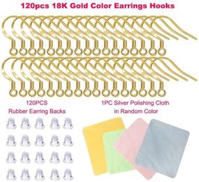 img 3 attached to 🎣 Gold Fishhook Earring Hooks - 120 PCS/60 Pairs 18K Gold Hypoallergenic Ear Wires Fish Hooks with Rubber Earring Backs - Jewelry Making Supplies for DIY Earrings