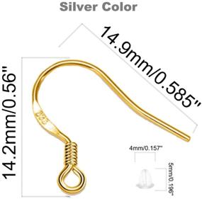 img 1 attached to 🎣 Gold Fishhook Earring Hooks - 120 PCS/60 Pairs 18K Gold Hypoallergenic Ear Wires Fish Hooks with Rubber Earring Backs - Jewelry Making Supplies for DIY Earrings