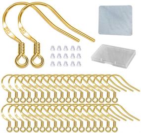 img 4 attached to 🎣 Gold Fishhook Earring Hooks - 120 PCS/60 Pairs 18K Gold Hypoallergenic Ear Wires Fish Hooks with Rubber Earring Backs - Jewelry Making Supplies for DIY Earrings