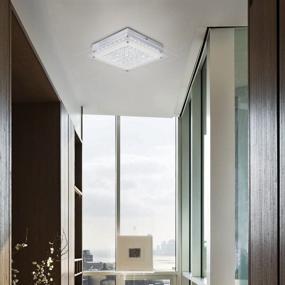 img 3 attached to 🔳 Auffel Crystal Close to Ceiling Light Fixtures - 11-Inch Dimmable Square Glass Flush Mount Lighting - 1320ML 4000K LED Contemporary Crystal Chandelier for Hallway, Kitchen, Cloakroom