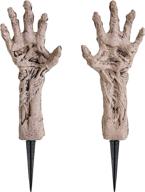 🧟 halloween haunters 14" severed skeleton zombie ghoul hands and arms groundbreaker prop decoration - eerie rising mangled bone corpse fingers for haunted house graveyard display logo