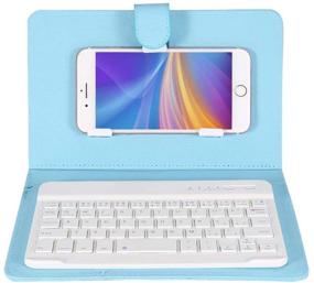 img 4 attached to 💙 Fosa Wireless Bluetooth Keyboard with Portfolio Flip Leather Case - Detachable Keyboard for iOS, Android, and Windows Smart Phones (SkyBlue)