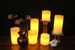 img 1 attached to 🕯️ Eldnacele LED Flameless Flickering Candles with Optical Fiber Wick - 6 Piece Set, Remote Control with 10-Key Timer, Battery Operated Wax Candles for Decoration (D3" x H3" 4" 5" 6" 7")