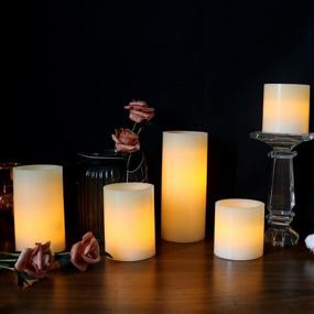 img 2 attached to 🕯️ Eldnacele LED Flameless Flickering Candles with Optical Fiber Wick - 6 Piece Set, Remote Control with 10-Key Timer, Battery Operated Wax Candles for Decoration (D3" x H3" 4" 5" 6" 7")