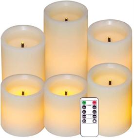 img 4 attached to 🕯️ Eldnacele LED Flameless Flickering Candles with Optical Fiber Wick - 6 Piece Set, Remote Control with 10-Key Timer, Battery Operated Wax Candles for Decoration (D3" x H3" 4" 5" 6" 7")