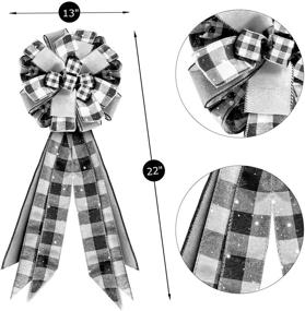 img 3 attached to Whaline 3pcs Christmas Bow Decorations: Buffalo Plaid & White Black Bows for Large Wreath & Xmas Ornaments