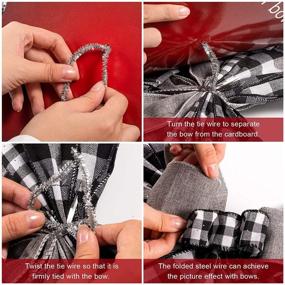 img 2 attached to Whaline 3pcs Christmas Bow Decorations: Buffalo Plaid & White Black Bows for Large Wreath & Xmas Ornaments