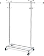 🏠 house again 2-in-1 adjustable heavy-duty garment rack with foot-operated lockable wheels - clothes coat rack rolling for strength, hanging clothes and shoes organization, chrome логотип