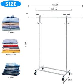 img 3 attached to 🏠 HOUSE AGAIN 2-in-1 Adjustable Heavy-Duty Garment Rack with Foot-Operated Lockable Wheels - Clothes Coat Rack Rolling for Strength, Hanging Clothes and Shoes Organization, Chrome