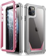 📱 poetic guardian series iphone 11 pro max case - shockproof clear bumper with built-in screen protector - pink/clear, 6.5 inch (2019) logo