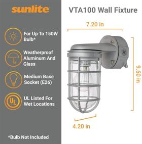 img 3 attached to 🌞 Sunlite 41368-SU Vaporproof Industrial Fixture | Wall Mount | Medium Base Socket | 150W Max | 120V | Outdoor UL Listed | Clear Glass Jar | Metallic Finish