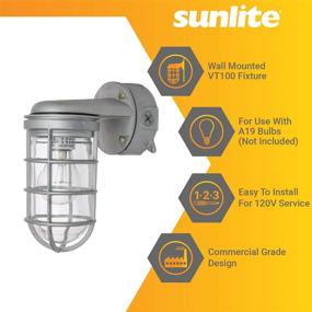 img 2 attached to 🌞 Sunlite 41368-SU Vaporproof Industrial Fixture | Wall Mount | Medium Base Socket | 150W Max | 120V | Outdoor UL Listed | Clear Glass Jar | Metallic Finish