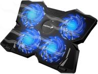 🔥 fosmon gaming laptop cooling pad 13" to 17-inch ps4 macbook pro, [1200 rpm, max 75cfm air flow] usb powered quiet cooler fan portable stand with dual 2.0 usb ports & blue led lights logo