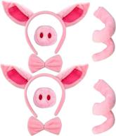 🐷 jmkcoz 8-piece pig nose ears tail and bow tie set: pink animal cosplay accessories for kids halloween party decoration логотип