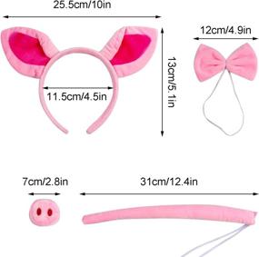 img 3 attached to 🐷 Jmkcoz 8-Piece Pig Nose Ears Tail and Bow Tie Set: Pink Animal Cosplay Accessories for Kids Halloween Party Decoration