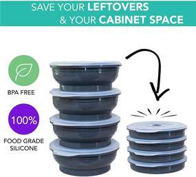 img 3 attached to Ultimate BPA Free Collapsible Silicone Food Storage Containers - Sampler Pack with Airtight Lids: 4 Piece Set, 6-Cup, 4-Cup, 2-Cup, & 1-Cup Sizes - Oven, Microwave, & Freezer Safe + Bonus eBook