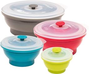 img 4 attached to Ultimate BPA Free Collapsible Silicone Food Storage Containers - Sampler Pack with Airtight Lids: 4 Piece Set, 6-Cup, 4-Cup, 2-Cup, & 1-Cup Sizes - Oven, Microwave, & Freezer Safe + Bonus eBook