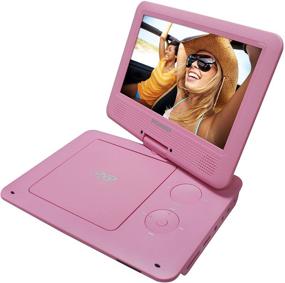 img 1 attached to 📀 9-Inch Pink Swivel Screen Portable DVD/CD/MP3 Player with 5-Hour Rechargeable Battery, USB/SD Card Reader, AC/DC Adapter by Sylvania