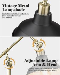 img 2 attached to ELYONA Gold Desk Lamp: Industrial Table Lamp with Adjustable Metal Arm & Head, Antique Brass Reading Light for Home Office, Bedroom, Living Room - Includes Edison Bulb!