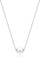 💎 floating freshwater cultured pearl choker necklace pendant in 14k gold for women and girls - made in italy, length 15.5 inches logo