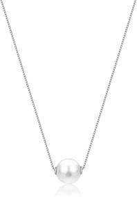 img 4 attached to 💎 Floating Freshwater Cultured Pearl Choker Necklace Pendant in 14K Gold for Women and Girls - Made in Italy, Length 15.5 inches