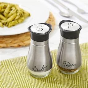 img 1 attached to 🧂 Juvale Salt and Pepper Shakers Set: Stainless Steel and Glass Dispenser (4oz) - Premium Quality Seasoning Containers for Kitchen