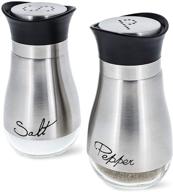 🧂 juvale salt and pepper shakers set: stainless steel and glass dispenser (4oz) - premium quality seasoning containers for kitchen logo