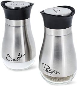 img 4 attached to 🧂 Juvale Salt and Pepper Shakers Set: Stainless Steel and Glass Dispenser (4oz) - Premium Quality Seasoning Containers for Kitchen