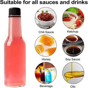 img 1 attached to 🌶️ HINGWAH 12 Pack Hot Sauce Bottles, 5oz Clear Woozy Bottles with Secure Black Screw Tops and Convenient Snap On Dripper Inserts, Empty Beverage Bottles with Customizable Labels