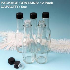 img 3 attached to 🌶️ HINGWAH 12 Pack Hot Sauce Bottles, 5oz Clear Woozy Bottles with Secure Black Screw Tops and Convenient Snap On Dripper Inserts, Empty Beverage Bottles with Customizable Labels