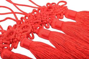 img 1 attached to KONMAY 10pcs Red Handmade Silky Large Size Tassels (6.4'') with Satin Silk Made Chinese Knots - Red