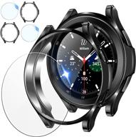 📱чехол и накладка на экран tensea samsung galaxy watch 4 classic - набор защиты - 2 шт. пленка из закаленного стекла + 2 шт. амортизационный бампер из термопластичуретана - черный (46мм) логотип