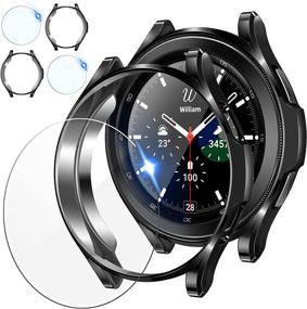 img 4 attached to 📱Чехол и накладка на экран Tensea Samsung Galaxy Watch 4 Classic - набор защиты - 2 шт. пленка из закаленного стекла + 2 шт. амортизационный бампер из термопластичуретана - черный (46мм)