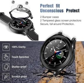 img 2 attached to 📱Чехол и накладка на экран Tensea Samsung Galaxy Watch 4 Classic - набор защиты - 2 шт. пленка из закаленного стекла + 2 шт. амортизационный бампер из термопластичуретана - черный (46мм)