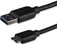 10ft slim usb 3.0 a to micro b cable by startech.com - mobile charge sync usb 3.0 micro b cable for smartphones and tablets (usb3aub3ms) logo