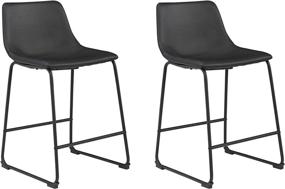 img 4 attached to 🪑 Set of 2 - Signature Design by Ashley Centiar 24" Counter Height Modern Bucket Barstools in Black